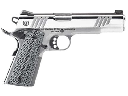 Bersa B1911 Handgun .45 ACP 8rd Magazine 5" Barrel Polished Stainless Steel with VZ Grips Night Sight