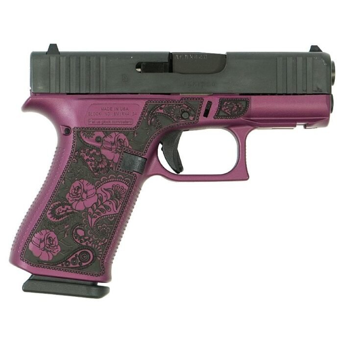 Glock 43X "Paisley Grip" Black Cherry Handgun 9mm Luger 10rd Magazines(2) 3.4" Barrel  Accessory Rail USA Made