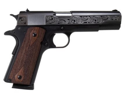 SDS Imports Tisas "Filigree Stainless Steel" 1911 A1 Service 45 Handgun .45 ACP 8rd Magazine 5" Barrel Black Cerakote