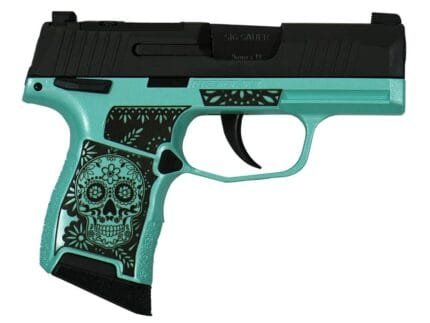 Sig Sauer "Sugar Skull Robin's Egg Blue Glitter" P365 Optic Ready Handgun 9mm Luger 10rd Magazines(2) 3.1" Barrel X-RAY 3 Sights Manual Safety