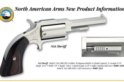 NORTH AMERICAN ARMS SHERIFF 22MAG 2.5" SS 5SH