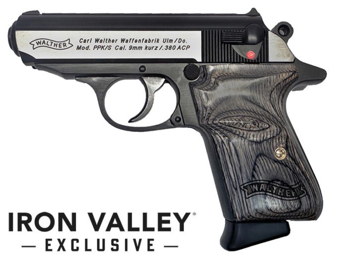 WALTHER PPK/S TWO-TONE 380ACP, GREY LAM GRIPS