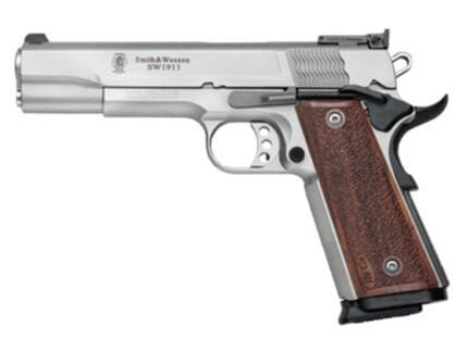 SW1911 9mm 5" Matte/Slv Wood Grip Pro