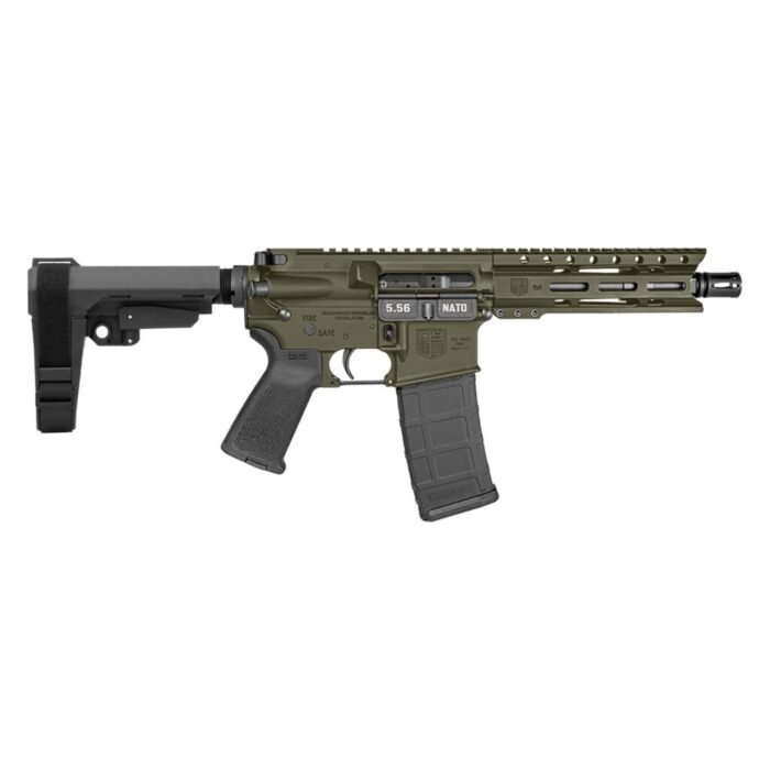 Diamondback Firearms Carbon DB-15 5.56 NATO Semi-Auto Pistol - OD Green | 7" Threaded Barrel | SBA3 Arm Brace | 1x30rd Mag