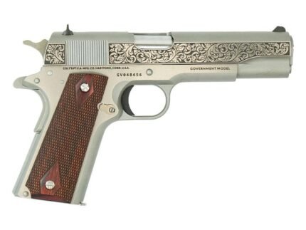 Colt Government Model "Filigree Frame and Barrel" Handgun .45 ACP 7rd Magazine 5" Barrel Stainless Frame