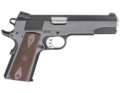 Springfield Armory 1911 Garrison Engraver Handgun .45 Auto 7rd Magazine 5" Barrel Silver with Wood Grips
