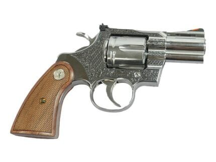 Colt Python Handgun .357 Mag 6rd Capacity 2.5" Barrel Historic Wood Medallion Grips with Filigree Frame and Barrel