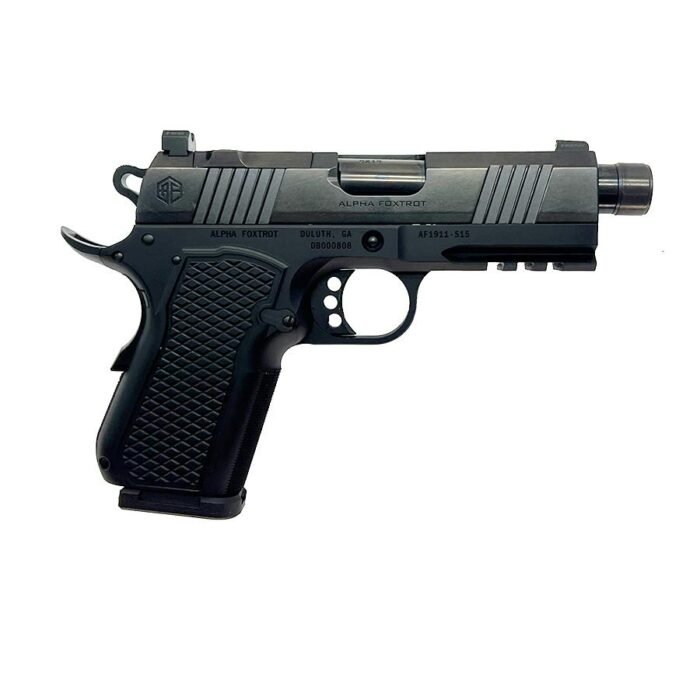 Alpha Foxtrot AF1911 S15 Polished Handgun 9mm Luger 15rd Magazine 3.5" Threaded Barrel RMSc Optic Cut