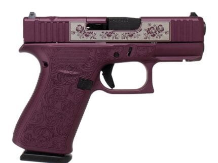 Glock 43x MOS Custom "Glock and Roses Full Engraved Black Cherry Frame" Subcompact Handgun 9mm Luger 10rd Magazines (2) 3.41" Barrel Austria