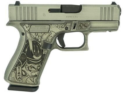 Glock 43x Custom "Bushido Mask" Battleworn Slide Sand Handgun 9mm Luger 10rd Magazines (2) 3.4" Barrel Accessory Rail USA Made