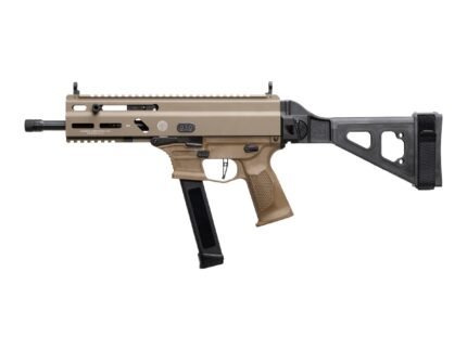 Grand Power Stribog SP9A3G Pistol - FDE | 9mm | 8" Threaded Barrel | 30rd | Utilizes Glock Style Mags | Folding SBT Brace