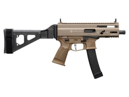 Grand Power Stribog SP9A3S Pistol - FDE | 9mm | 5" Threaded Barrel | 30rd | Folding SBT Brace