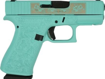 Glock 43X "Glock & Roses" Robin's Egg Blue Handgun 9mm Luger 10rd Magazines(2) 3.4" Barrel Accessory Rail USA Made