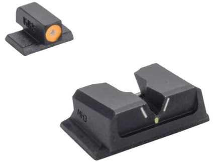 Meprolight Hyper Bright V-Sight Fixed Pistol Set for S&W M&P Full Size Compact Green with Orange Front