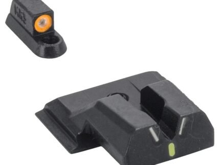 Meprolight Hyper Bright V-Sight Fixed Pistol Set for S&W M&P Shield Green with Orange Front
