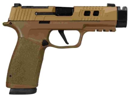 Sig Sauer P365 Two-Tone Brown/Black XMACRO TACOPS Handgun 9mm Luger 17rd Magazines(4) 4.2" Compensated Barrel